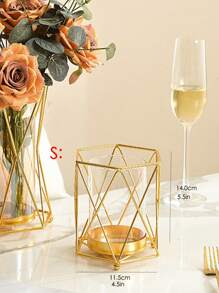 豪华铁制花瓶装饰品，适用于家庭客厅装饰，浪漫烛光晚餐道具，适用于餐厅、家居装饰、花瓶、中心装饰、桌面装饰、婚礼装饰、中心装饰、桌面装饰、派对 - 金色 - 查看 8