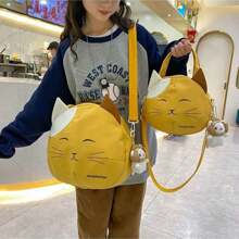 Canvas Nylon Prints Cat Messenger Shoulder Bag Girl Student Japanese College Style Cute Funny Large Capacity Shopping Bags Portable Crossbody Bag