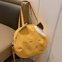 Canvas Nylon Prints Cat Messenger Shoulder Bag Girl Student Japanese College Style Cute Funny Large Capacity Shopping Bags Portable Crossbody Bag
