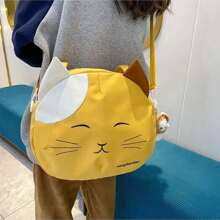 Canvas Nylon Prints Cat Messenger Shoulder Bag Girl Student Japanese College Style Cute Funny Large Capacity Shopping Bags Portable Crossbody Bag