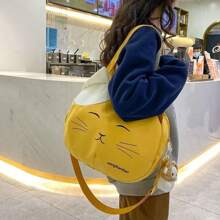 Canvas Nylon Prints Cat Messenger Shoulder Bag Girl Student Japanese College Style Cute Funny Large Capacity Shopping Bags Portable Crossbody Bag