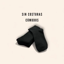 Calcetines 3/4 de Algodon Para Dama - Negro - Ver 3