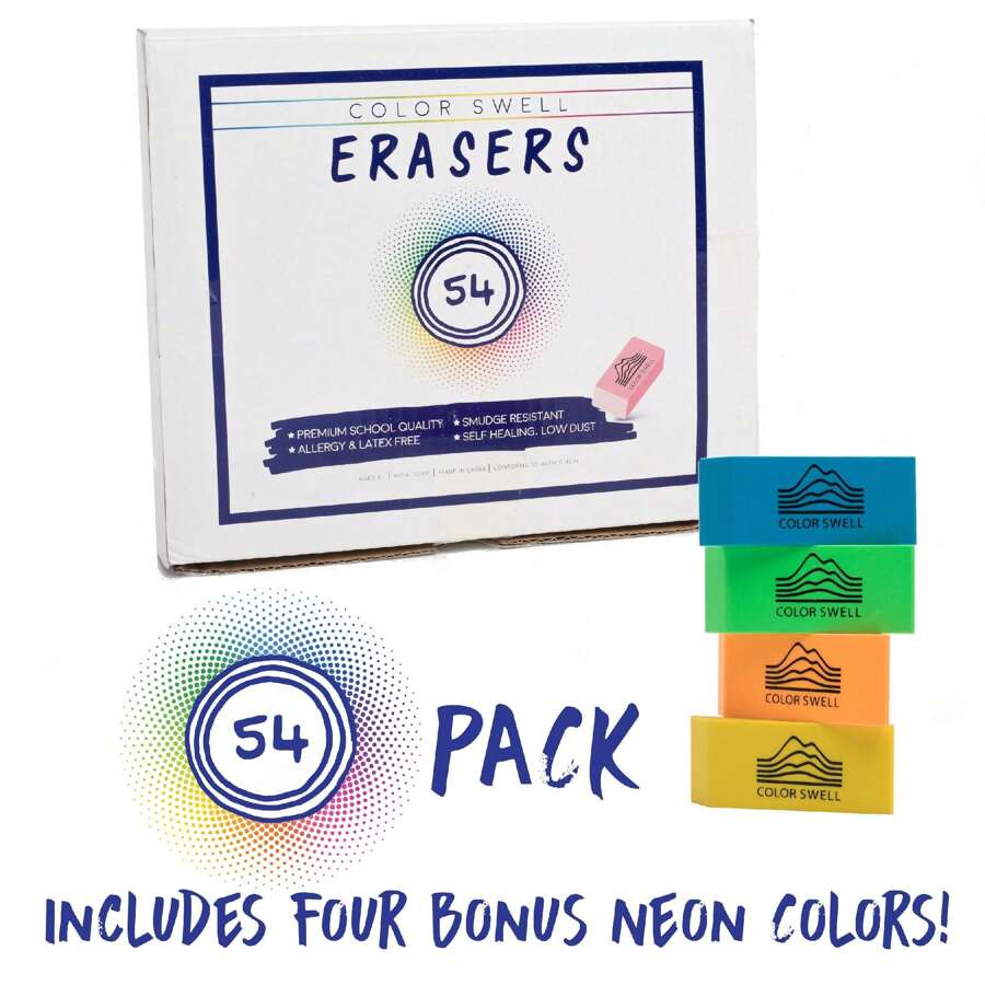 Color Swell Bulk Eraser Pack (108 Erasers) SHEIN USA