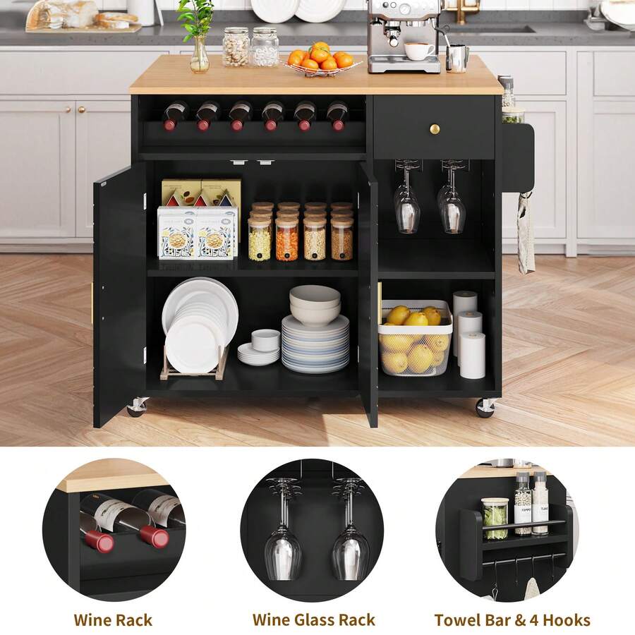 Kitchen Island With Folding Drop Leaf Rolling Kitchen Cart With 2