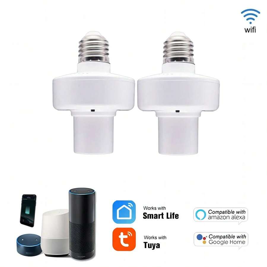 2 Piezas Socket Inteligente Adaptador De Foco Led Inteligente Wifi E27/e26 - 2PCS - Ver 1