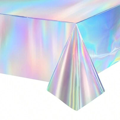 1 Pack Holographic Tablecloth Laser Iridescence Plastic Tablecloths Table Covers Rectangle Holographic Foil Table Cover Party Decoration Birthday Bridal Wedding Disco Party 54" X 72" Birthday Decorations Wedding Decorations Graduation Season Decorations