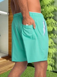 Men Shorts - 青碧色 - 查看 2