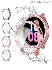 4 cái/bộ Nam NỮ Đồ trang trí Rhinestone Đúng mốt Duyên dáng Màu bạc Chống rơi Đồng hồ thông minh Loại vỏ & Màn Sự bảo vệ Tempered Film , Tương thích với Samsung Thiên hà Ốp đồng hồ 40mm/44mm , Tương thích Với Samsung Galaxy Watch 4/5 , Thông minh Ốp đồng hồ Phụ kiện - Nhiều màu - Xem 1
