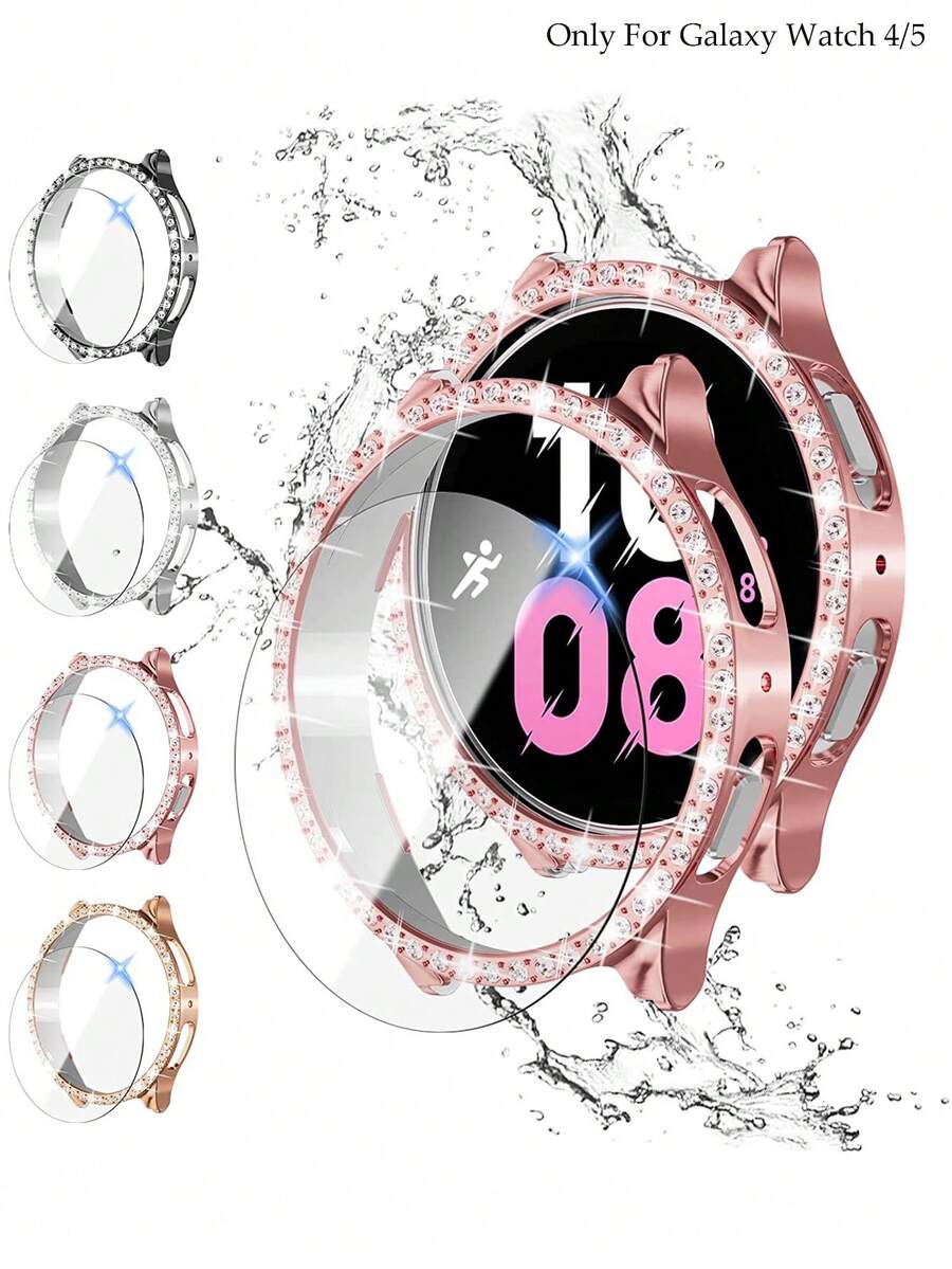 4 cái/bộ Nam NỮ Đồ trang trí Rhinestone Đúng mốt Duyên dáng Màu bạc Chống rơi Đồng hồ thông minh Loại vỏ & Màn Sự bảo vệ Tempered Film , Tương thích với Samsung Thiên hà Ốp đồng hồ 40mm/44mm , Tương thích Với Samsung Galaxy Watch 4/5 , Thông minh Ốp đồng hồ Phụ kiện - Nhiều màu - Xem 1