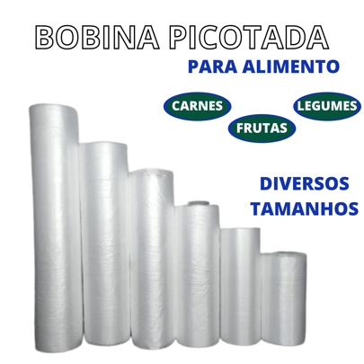 Bobina Plástica Saco Picotado Vários Tamanhos Fundo Reto Freezer Microondas Armazenamento de Alimentos