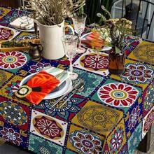 Retangle Tablecloth Boho Rectangle Tablecloth,Colorful Tablecloth Waterproof Stain Wrinkle Free,Mandala Indoor And Outdoor Table Cover For Home Kitchen Dining Party Picnic Patio Decor - 彩色 - 查看 3