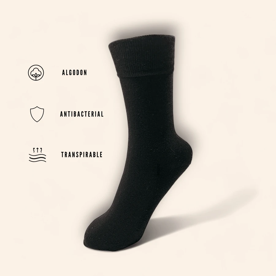 Calcetines 3/4 de Algodon Para Dama - Negro - Ver 1