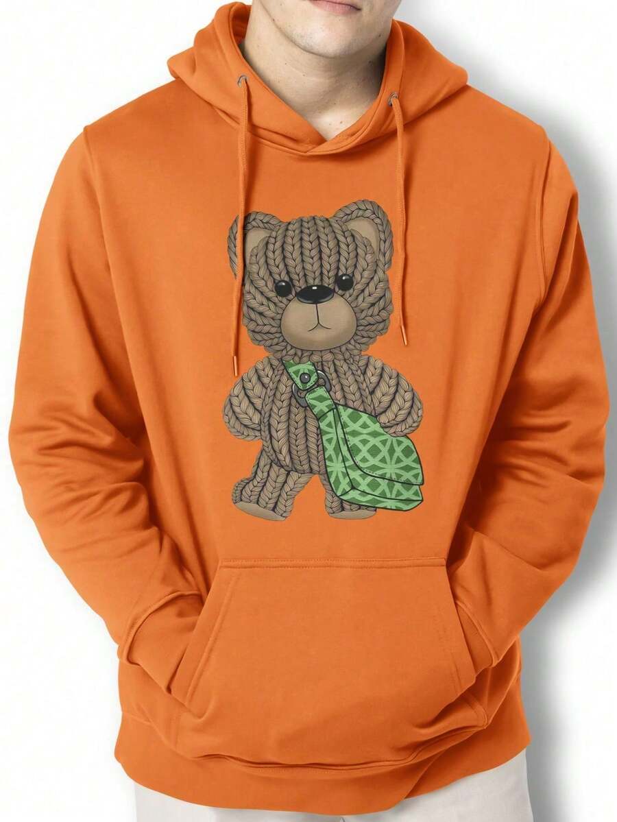 Men Hoodies - 橘色 - 查看 1