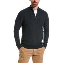 Raffi English Rib 1/4-Zip Mock Neck Sweater - 藍色 - 查看 1