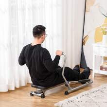 HOMCOM Vogatore Pieghevole per Casa Rowing Machine con 3 Livelli di Resistenza e Monitor Digitale, in Acciaio e ABS, 129x70x70 cm, Grigio e Nero - Grigio - Visualizzare 10