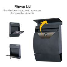 HOMCOM Steel Wall Mounted Mail Box Post Letter Newspaper Holder Outdoor Lockable With Waterproof Lid - Grey - Grey - View 4