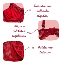 Kit With 3 Plus Size Lingerie Sets Panties And Bra All In Lace Without Underwire Giovana - Nhiều màu - Xem 11