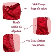 Kit With 3 Plus Size Lingerie Sets Panties And Bra All In Lace Without Underwire Giovana - Nhiều màu - Xem 10