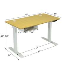 48 Inches Electric Standing Adjustable Desk With Control Panel And USB Port - Tự nhiên - Xem 7