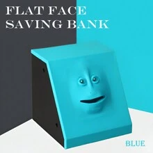 1個面部銀行存錢罐,猴臉造型罐,自動吃幣小豬存錢罐,新奇禮物玩具給孩子（不含電池,隨機顏色） - 平臉藍色 - 查看 13