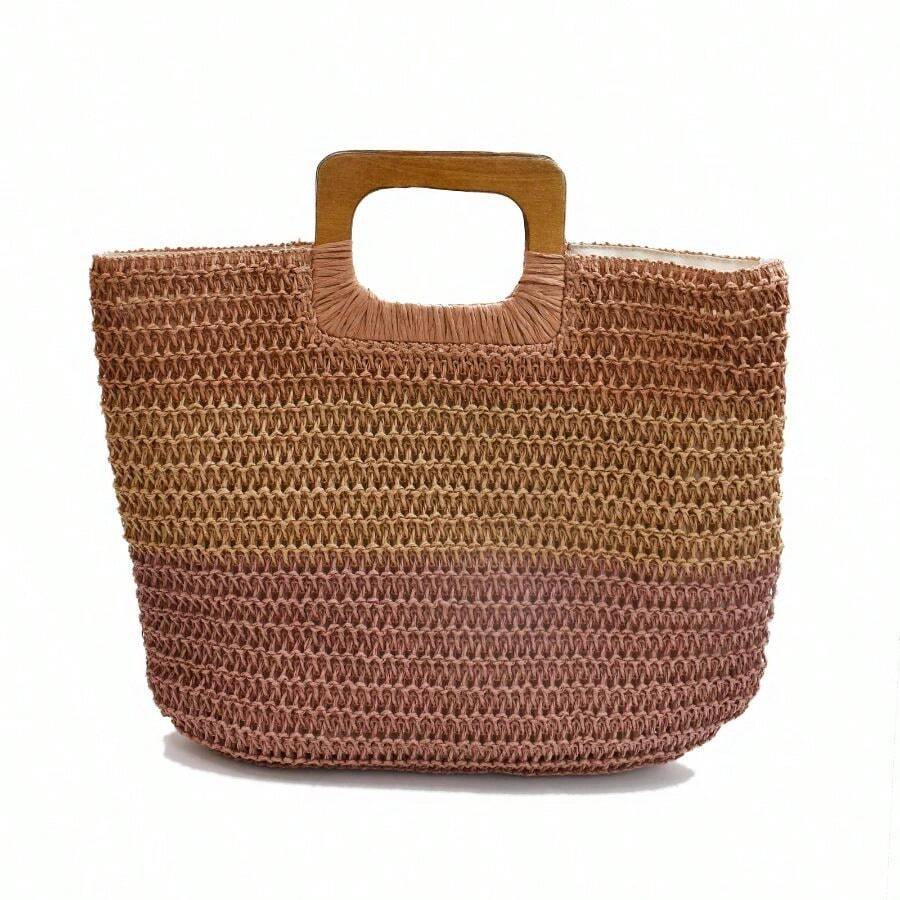 Bolsa de playa, paja/rafia, multicolor. - Multicolor - Ver 1