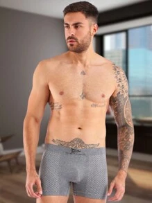 Cueca Boxer Sem Costura Confort Masculino Em Poliamida Premium Roupa Íntima Dstillo Conforto Flexível - Cinza - Visão 2