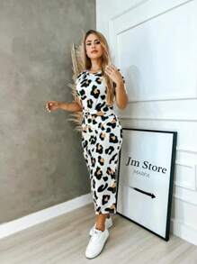Women Dresses - 白色配棕色和黑色 - 查看 2
