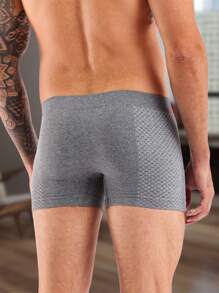 Cueca Boxer Sem Costura Confort Masculino Em Poliamida Premium Roupa Íntima Dstillo Conforto Flexível - Cinza - Visão 3