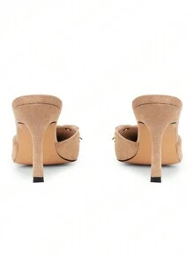 Women Fashion Stiletto Faux Suede Thin High Heel Pumps Pointy Toe Elegant Bowknot Elegant Mules Shoes - 杏色 - 查看 7