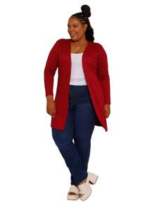 Plus Size Cardigans - Burgundy - View 1