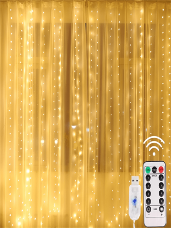 أضواء ستائر النافذة الساحرة، 300/200/100 مصباح ليد لديكور المنزل [8 أوضاع وضد الماء] لحفلات الهالوين والكريسماس والزفاف والخارجية والداخلية وغرفة النوم، أضواء عيد الميلاد، أضواء الساحرة