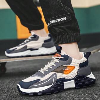 Men's Spring New Style Low Cut Anti-Slip Sport Casual Running Shoes With Increased Height, Soft Comfortable Sole, Waterproof & Wear-Resistant Leather Upper