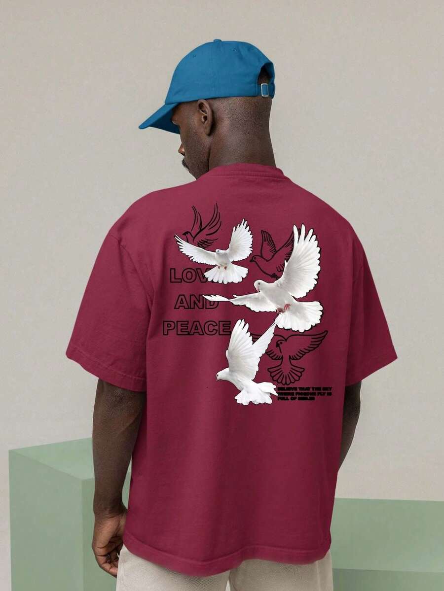 Men T-Shirts - 紫紅色 - 查看 1