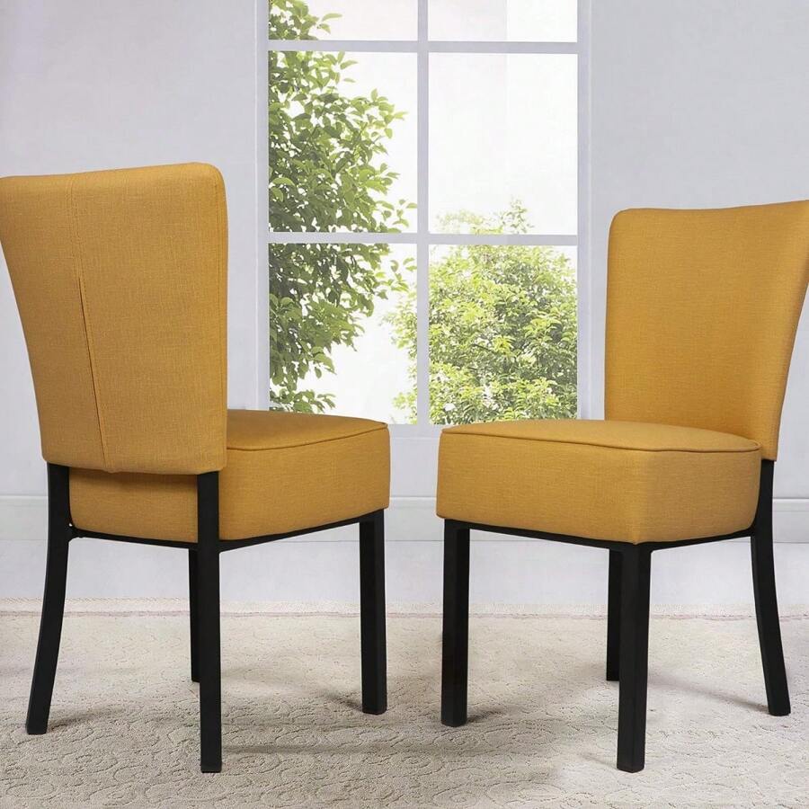 LUCKYERMORE Set Of 2 Upholstered Mid Back Dining Chairs PU Leather Side