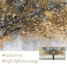 1件無框抽象樹畫布藝術,現代化客廳和臥室裝飾厚重樹海報和印刷品,辦公室牆面裝飾 - 彩色 - 查看 3