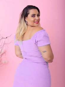 Plus Size Blouses - 紫丁香色 - 查看 2