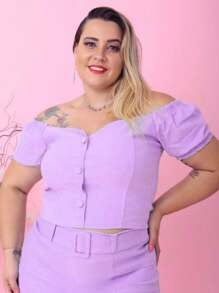 Plus Size Blouses - 紫丁香色 - 查看 3