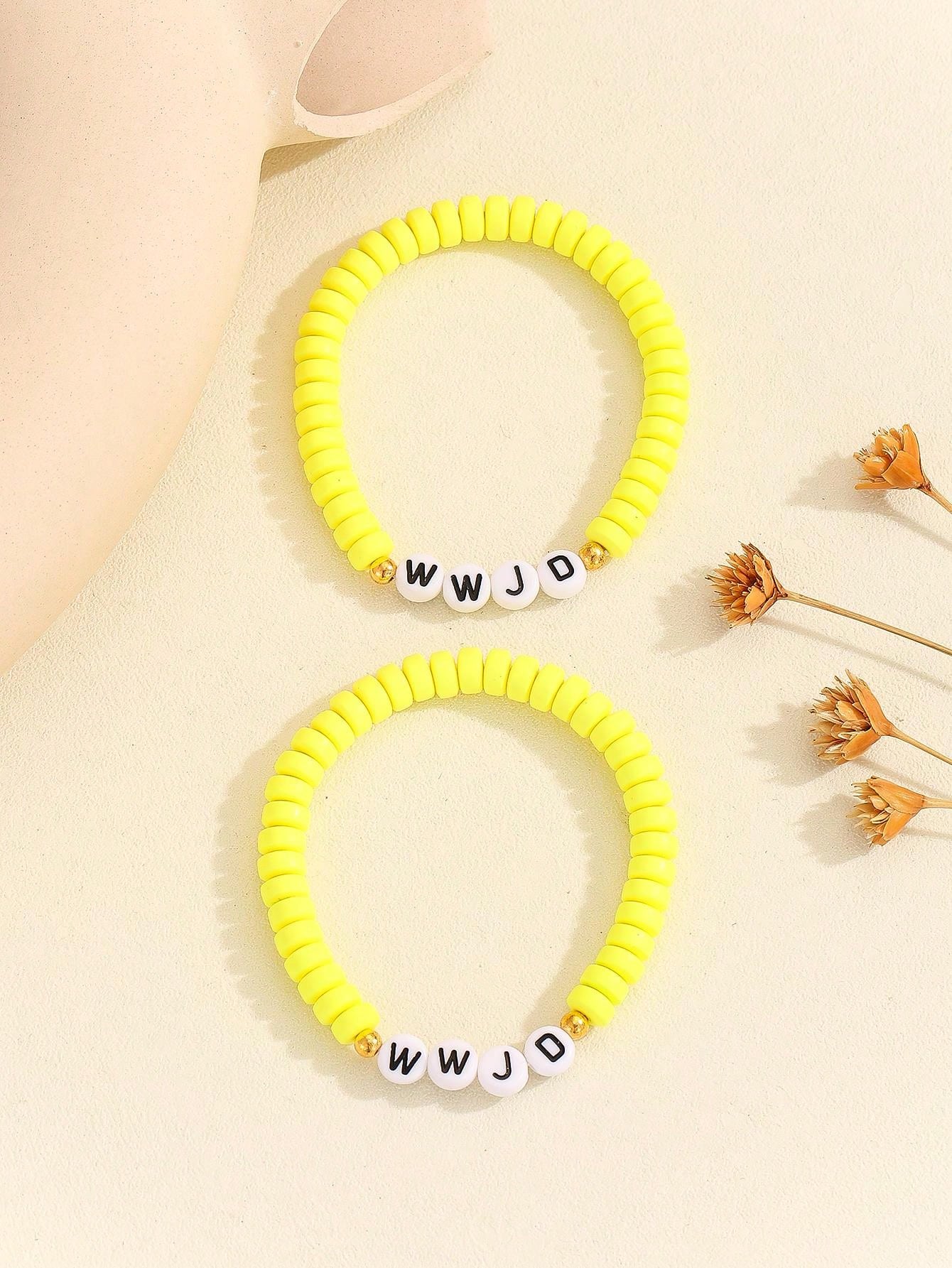 2pcs/Set Fashion New Party Gift Neon Yellow Polymer Clay Beads Bohemian