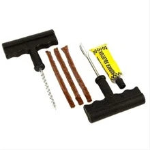 Kit Reparo Remendo para Pneu de Carro e Moto Macarrão Inserto e Escareador e acessórios 8 pçs - Marrom - Visão 6