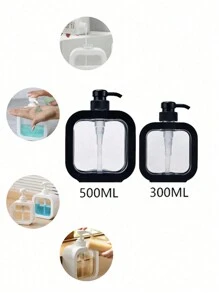 1 個 500/300 毫升帶蓋液體洗滌劑空瓶,適用於沐浴露、洗髮精、洗衣液、洗手液、可再填充塑膠瓶 - 彩色 - 查看 6