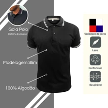 Men's POLO Shirt WITH STRIPED COLLAR Basic Elegant Premium Cotton Casual - trắng - Xem 3