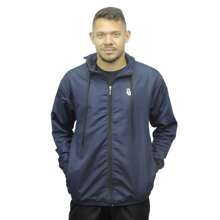 Jaqueta Corta Vento Poliester Tecido Leve Preto e Branco Casual - Azul - Visão 3