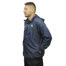 Jaqueta Corta Vento Poliester Tecido Leve Preto e Branco Casual - Azul - Visão 4