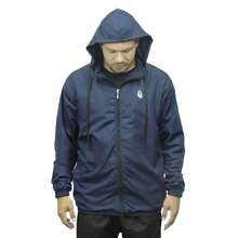 Jaqueta Corta Vento Poliester Tecido Leve Preto e Branco Casual - Azul - Visão 5