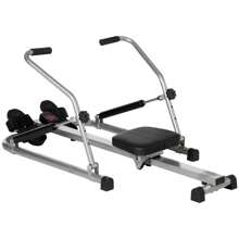 HOMCOM Vogatore Pieghevole per Casa Rowing Machine con 3 Livelli di Resistenza e Monitor Digitale, in Acciaio e ABS, 129x70x70 cm, Grigio e Nero - Grigio - Visualizzare 3