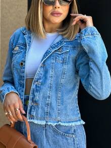 Women Denim Jackets & Coats - Rửa trung bình - Xem 5