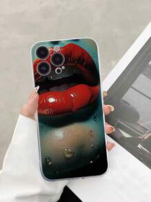 1入組多彩透明tpu外殼,細孔設計和性感唇印,適用於iphone - 彩色 - 查看 2