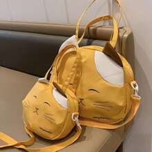 Canvas Nylon Prints Cat Messenger Shoulder Bag Girl Student Japanese College Style Cute Funny Large Capacity Shopping Bags Portable Crossbody Bag