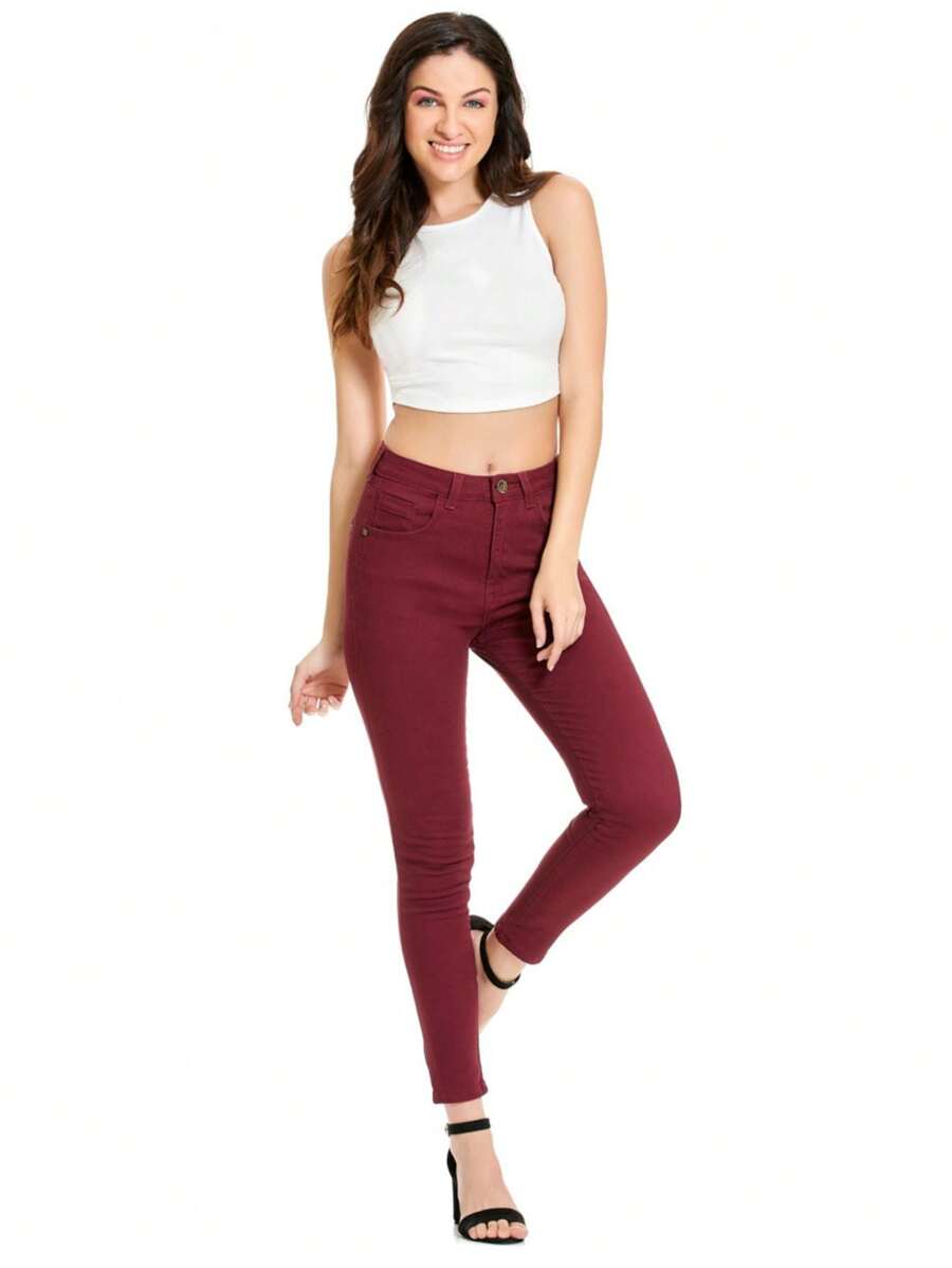 Colored Pants For Women Stretch Fabric High Waist Waist Lifts Gabardine Style GAB6001