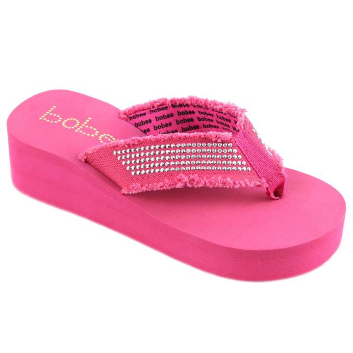Women s Fashionable Rhinestone Fringe Decor Flip Flops Wedge Sandals Platform Flip Flop Toe Post Design Slippers SHEIN